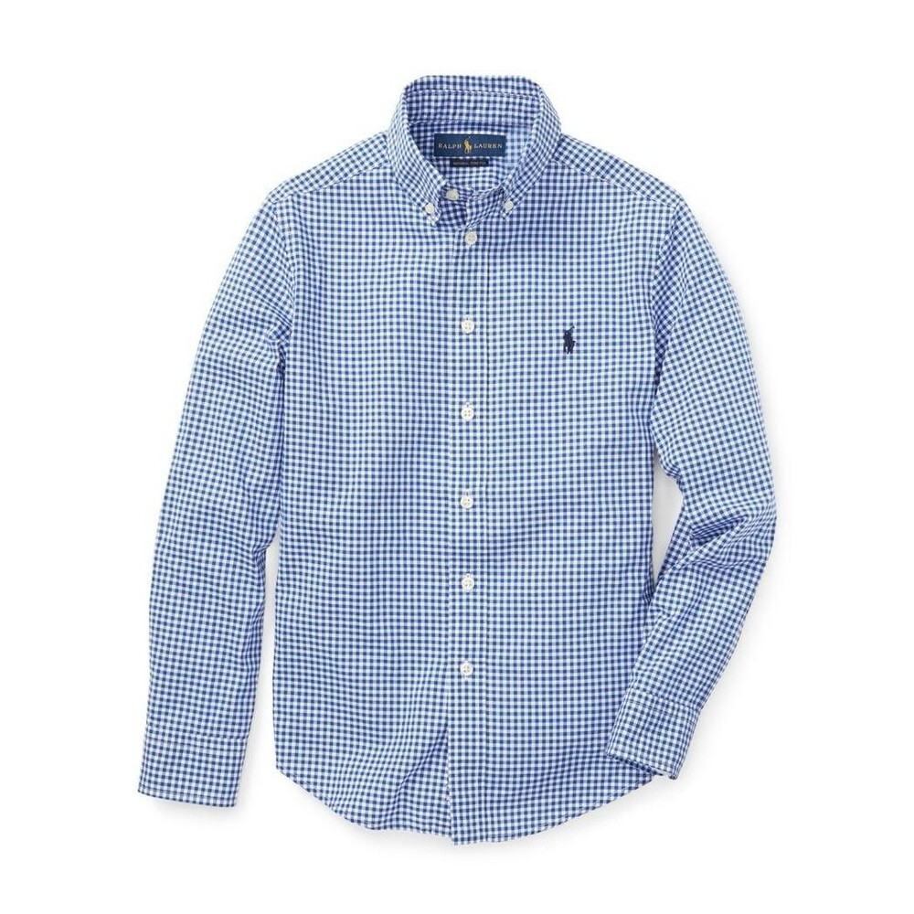 Polo Ralph Lauren Poplin Woven Blue Gingham Cotton Sport Button Down Preppy 2T